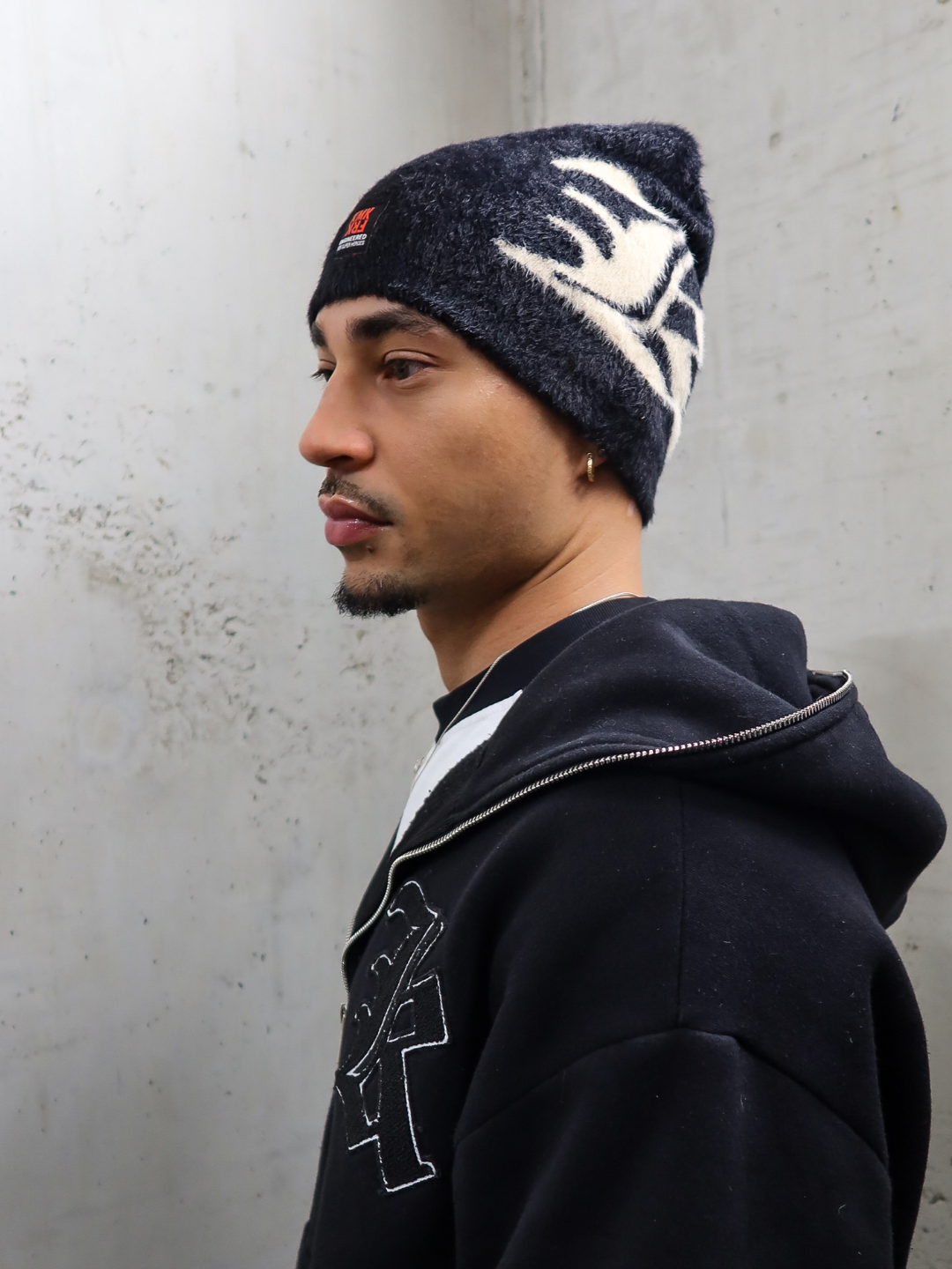 The KOMIK FR3AK PILOSUS Beanie Model Photo
